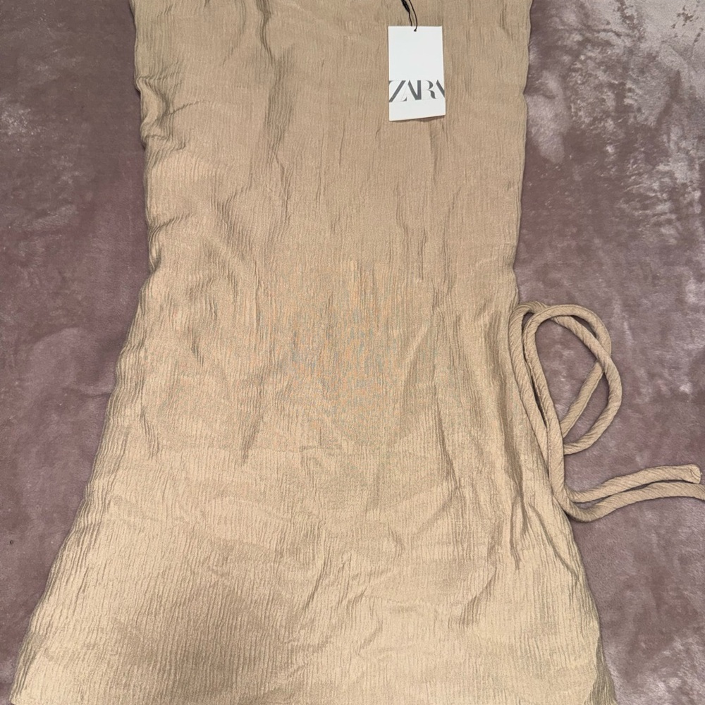 Zara Beige Dress new dress womens small ZARA beige tan sleeveless nwt short midi